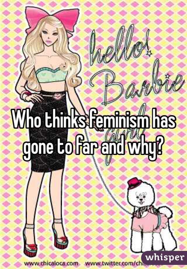 Who thinks feminism has gone to far and why?