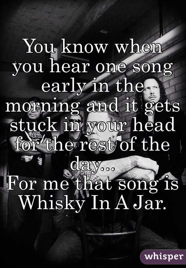 You know when you hear one song early in the morning and it gets stuck in your head for the rest of the day...
For me that song is Whisky In A Jar. 