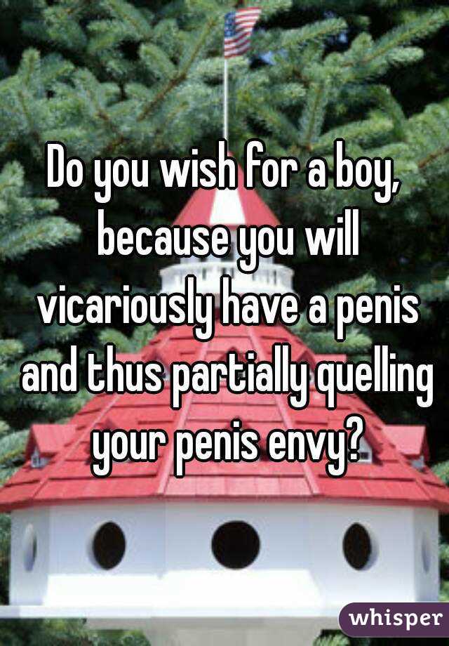 Do you wish for a boy, because you will vicariously have a penis and thus partially quelling your penis envy?