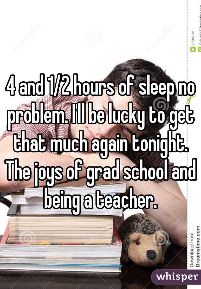 4 and 1/2 hours of sleep no problem. I'll be lucky to get that much again tonight. The joys of grad school and being a teacher. 