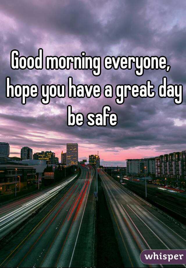 Good morning everyone,  hope you have a great day be safe 