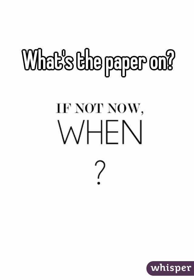 What's the paper on?