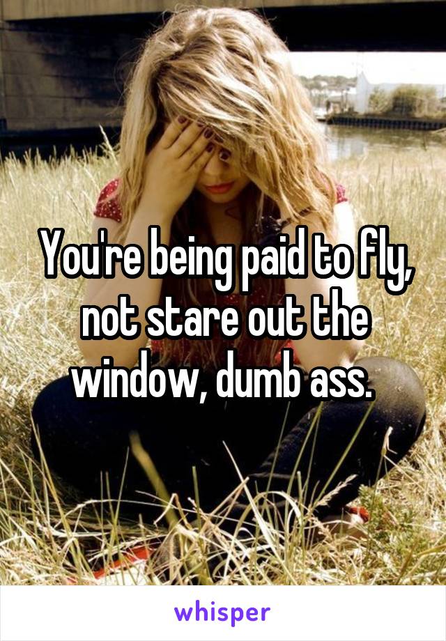 You're being paid to fly, not stare out the window, dumb ass. 