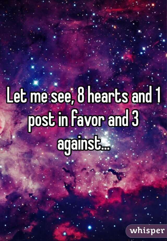 Let me see, 8 hearts and 1 post in favor and 3 against...