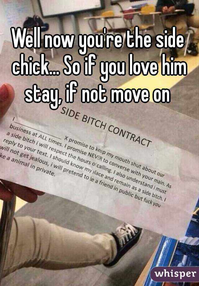 Well now you're the side chick... So if you love him stay, if not move on 