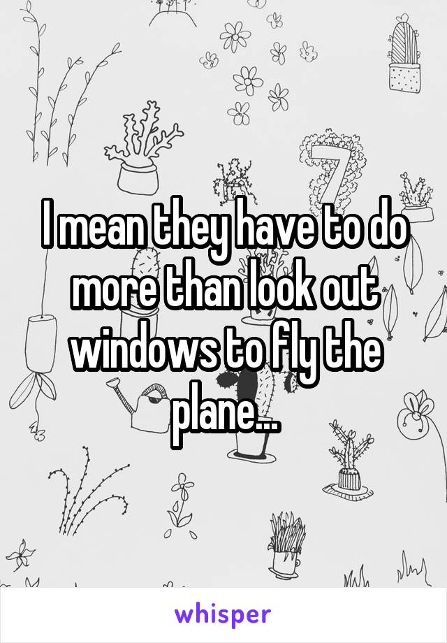 I mean they have to do more than look out windows to fly the plane...