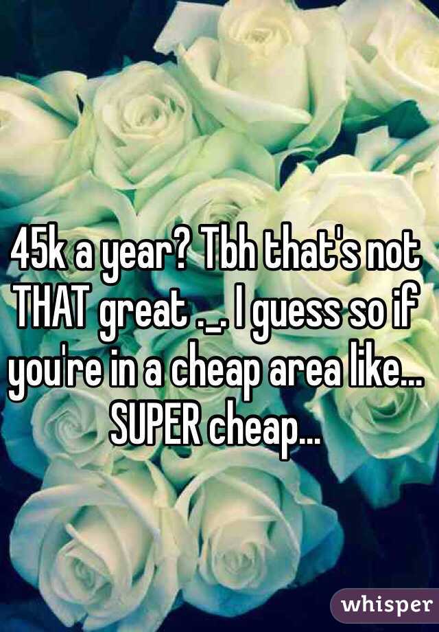 45k a year? Tbh that's not THAT great ._. I guess so if you're in a cheap area like... SUPER cheap...