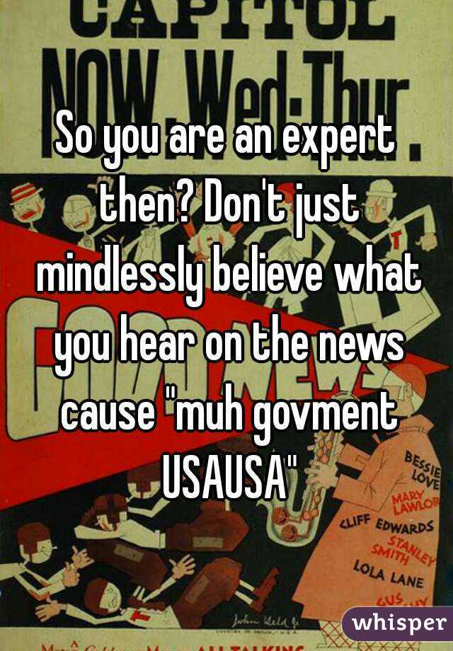 So you are an expert then? Don't just mindlessly believe what you hear on the news cause "muh govment USAUSA"