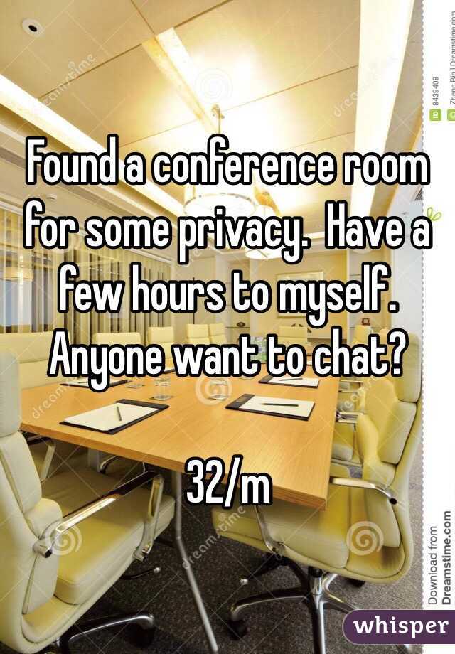 Found a conference room for some privacy.  Have a few hours to myself.  Anyone want to chat?  

32/m