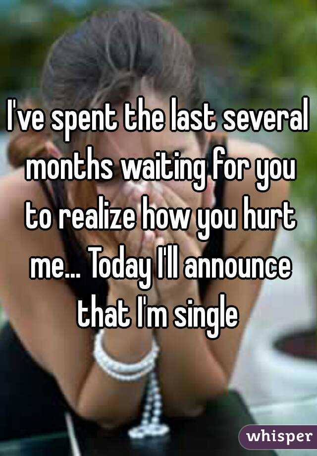 I've spent the last several months waiting for you to realize how you hurt me... Today I'll announce that I'm single 