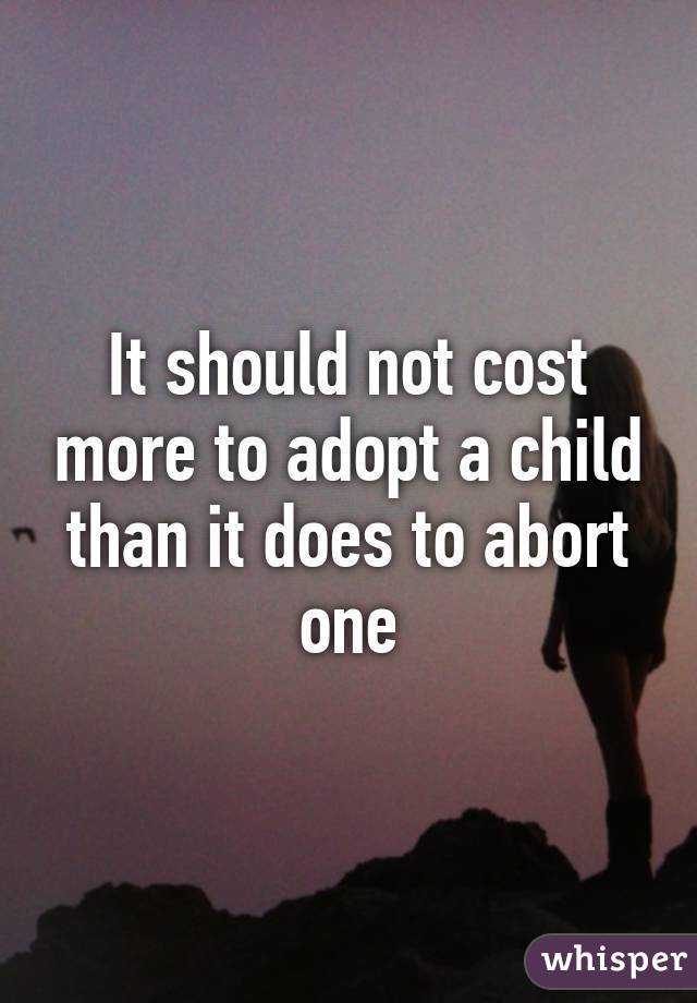 It should not cost more to adopt a child than it does to abort one
