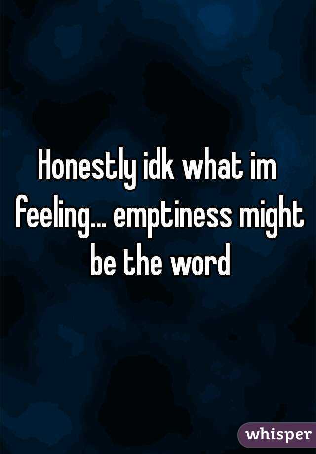 Honestly idk what im feeling... emptiness might be the word