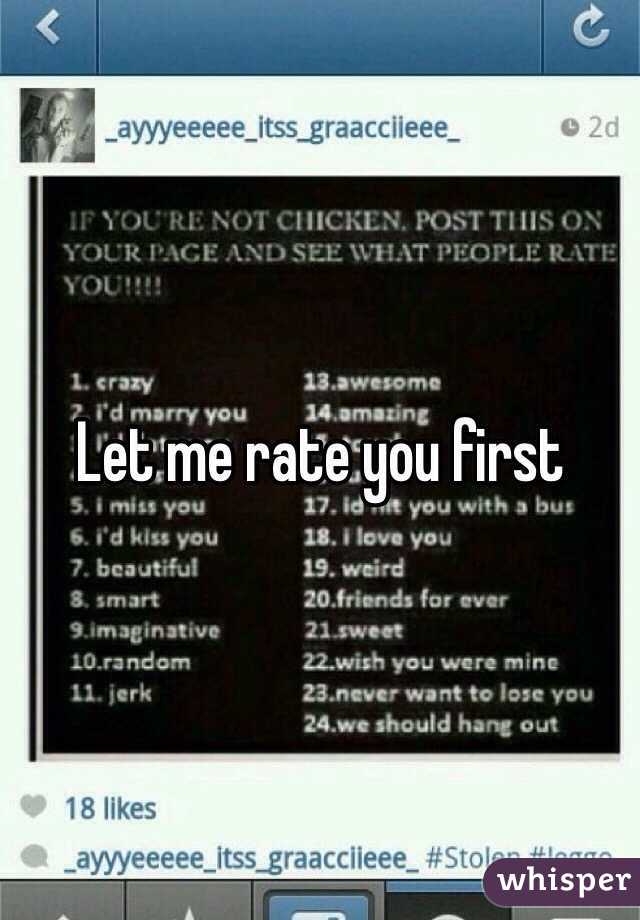 Let me rate you first 