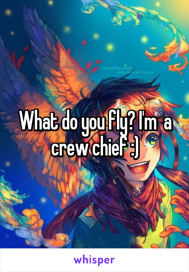 What do you fly? I'm  a crew chief :)
