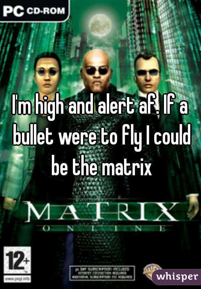 I'm high and alert af. If a bullet were to fly I could be the matrix