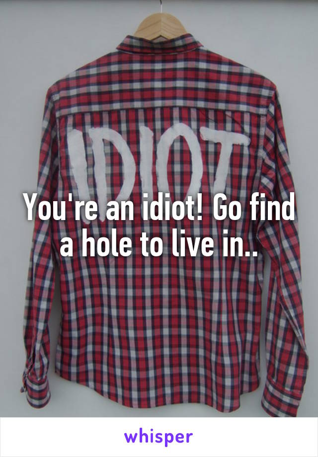 You're an idiot! Go find a hole to live in..