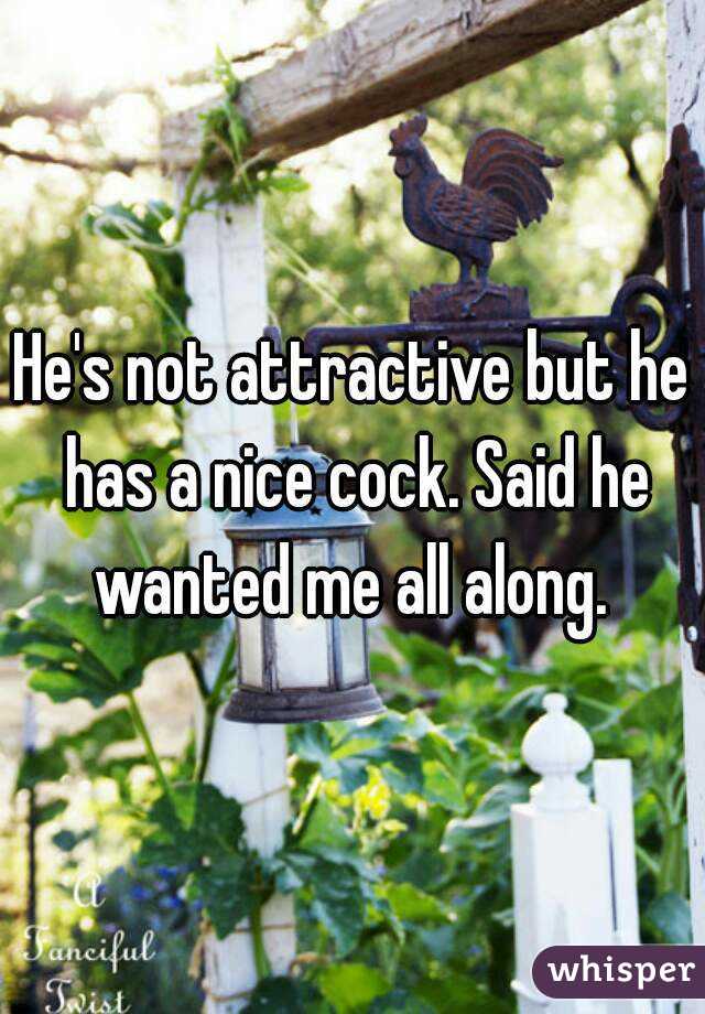 He's not attractive but he has a nice cock. Said he wanted me all along. 