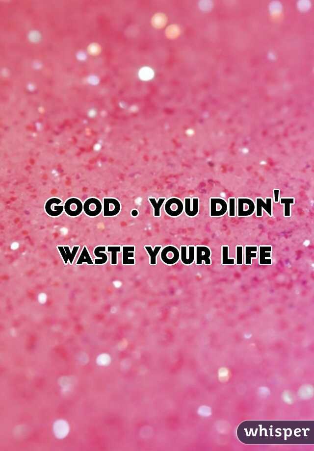 good . you didn't waste your life  