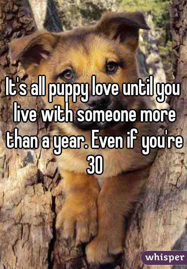It's all puppy love until you live with someone more than a year. Even if you're 30