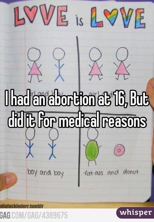 I had an abortion at 16, But did it for medical reasons