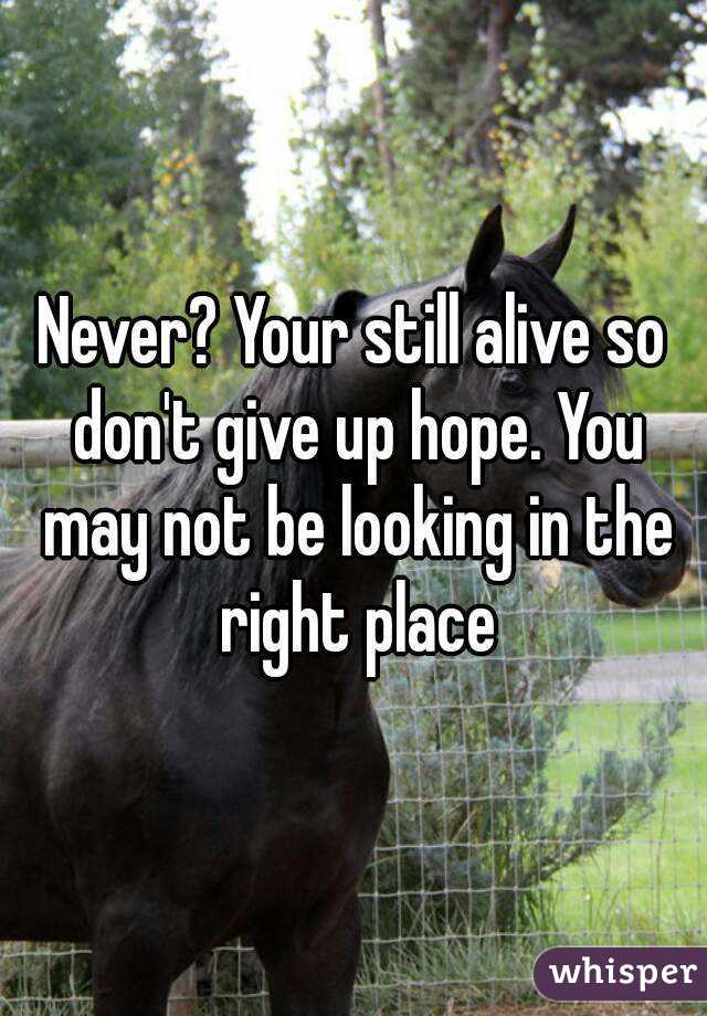 Never? Your still alive so don't give up hope. You may not be looking in the right place