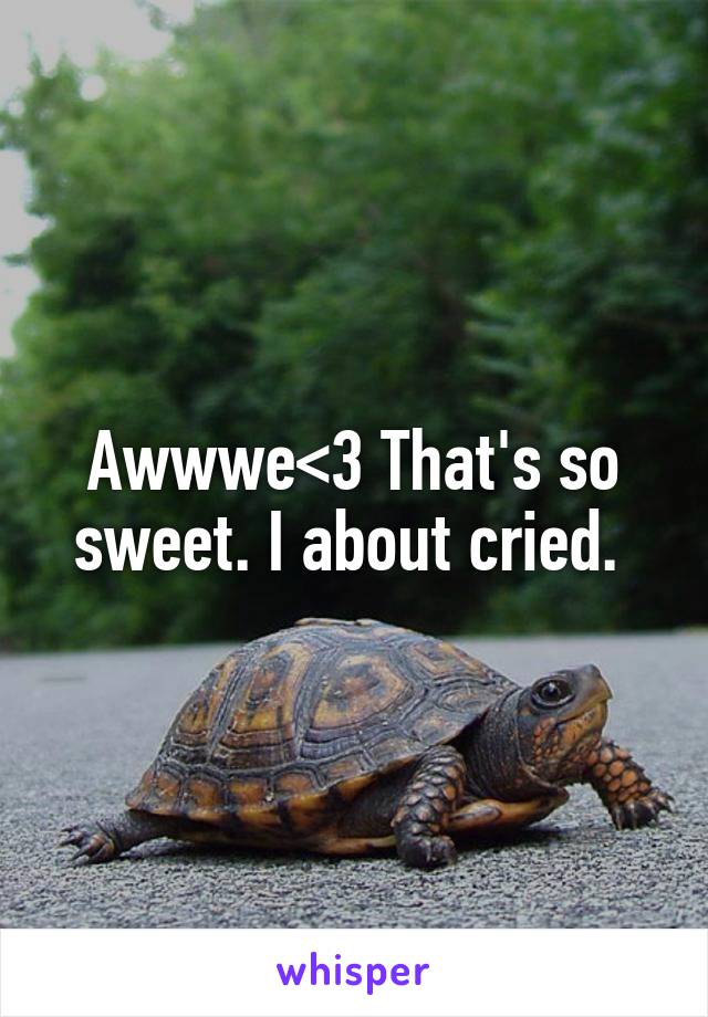 Awwwe<3 That's so sweet. I about cried. 