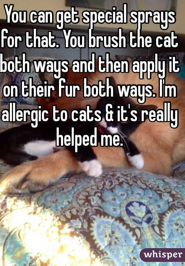 You can get special sprays for that. You brush the cat both ways and then apply it on their fur both ways. I'm allergic to cats & it's really helped me.
