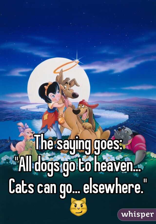                    The saying goes:
"All dogs go to heaven…
Cats can go… elsewhere."
😼