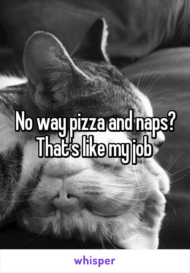 No way pizza and naps? That's like my job 