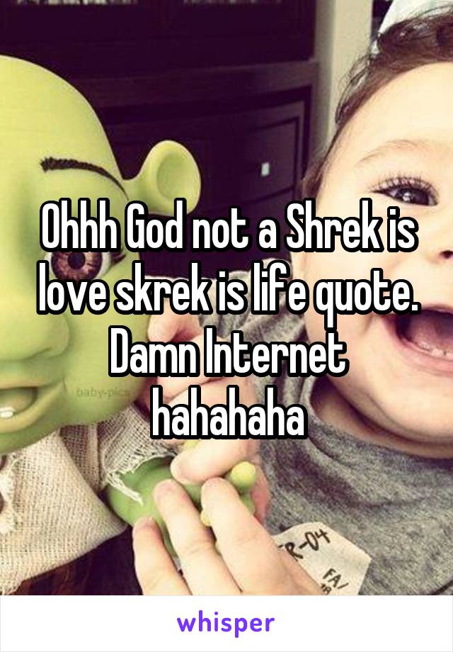 Ohhh God not a Shrek is love skrek is life quote. Damn Internet hahahaha