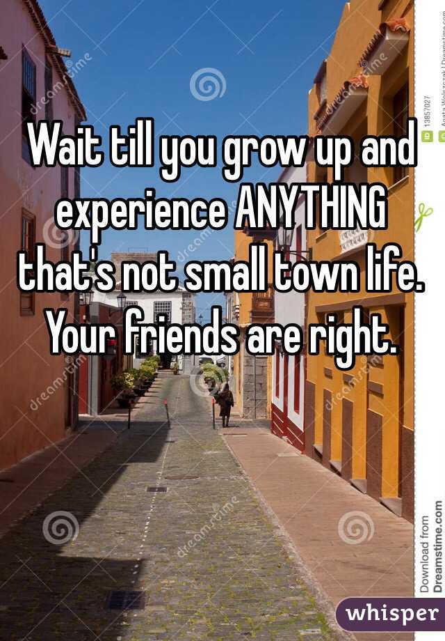 Wait till you grow up and experience ANYTHING that's not small town life.  Your friends are right.