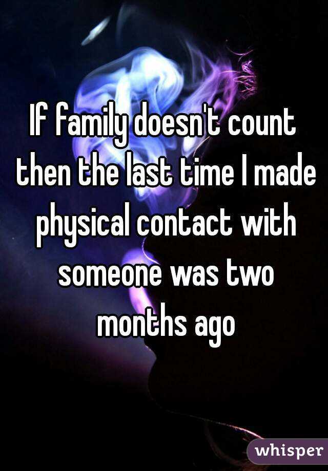 If family doesn't count then the last time I made physical contact with someone was two months ago