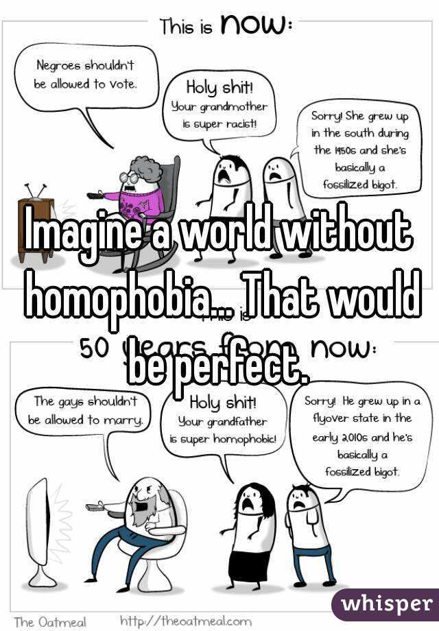 Imagine a world without homophobia... That would be perfect. 