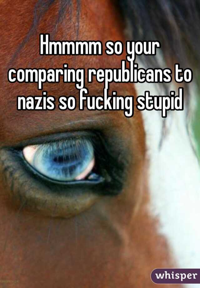 Hmmmm so your comparing republicans to nazis so fucking stupid 