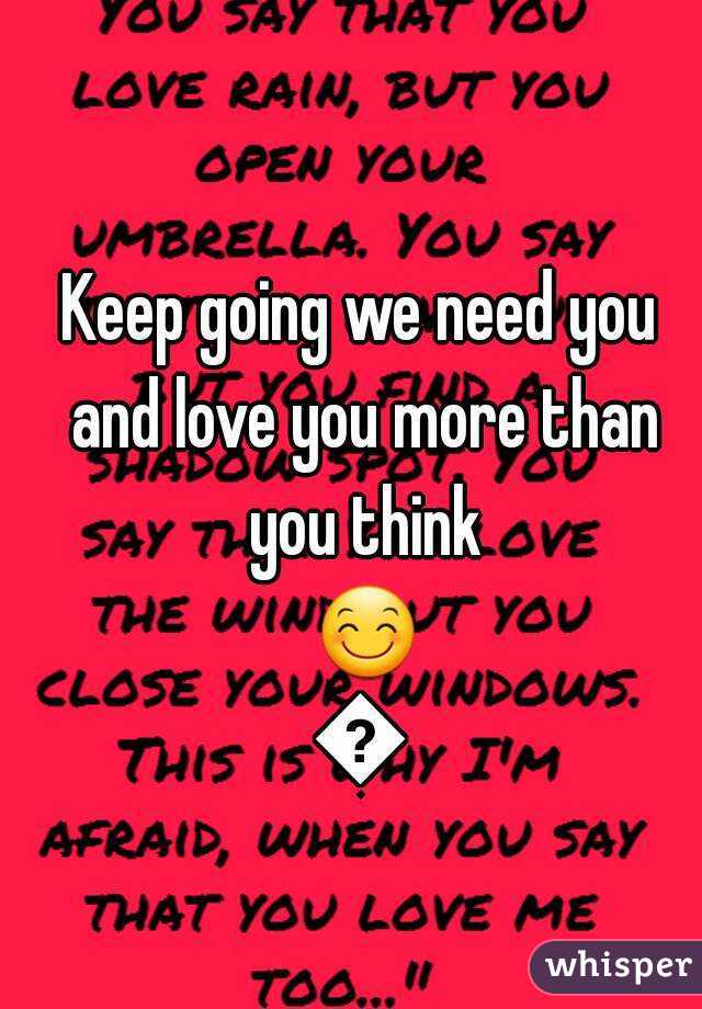 Keep going we need you and love you more than you think 😊💙