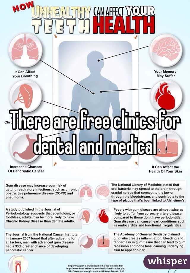 There are free clinics for dental and medical 