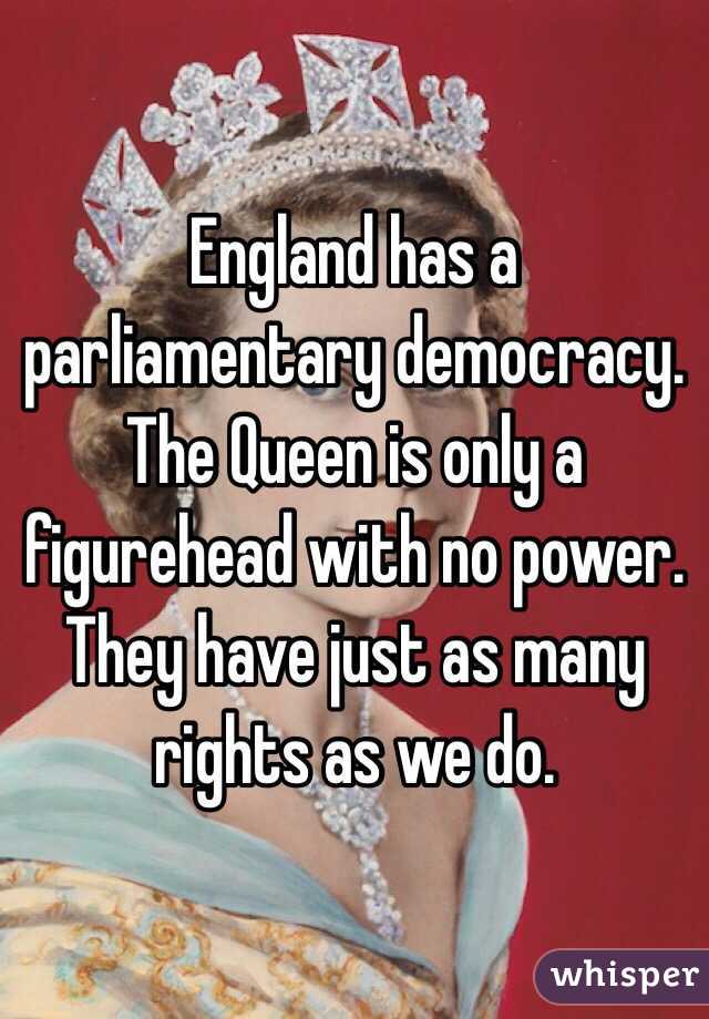 England has a parliamentary democracy. The Queen is only a figurehead with no power. They have just as many rights as we do. 