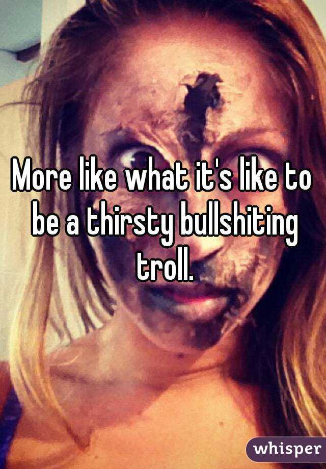 More like what it's like to be a thirsty bullshiting troll.