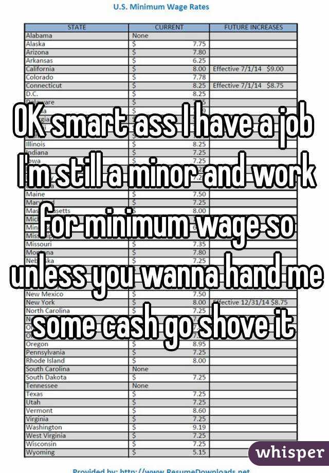 OK smart ass I have a job I'm still a minor and work for minimum wage so unless you wanna hand me some cash go shove it 