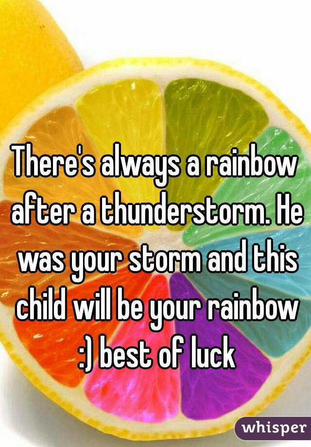 There's always a rainbow after a thunderstorm. He was your storm and this child will be your rainbow :) best of luck