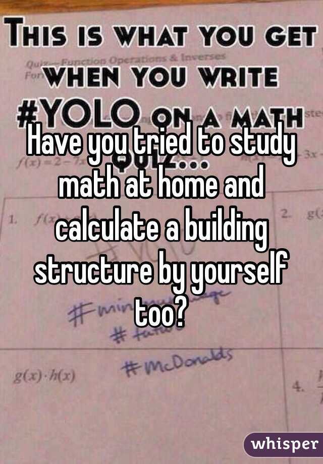 Have you tried to study math at home and calculate a building structure by yourself too? 