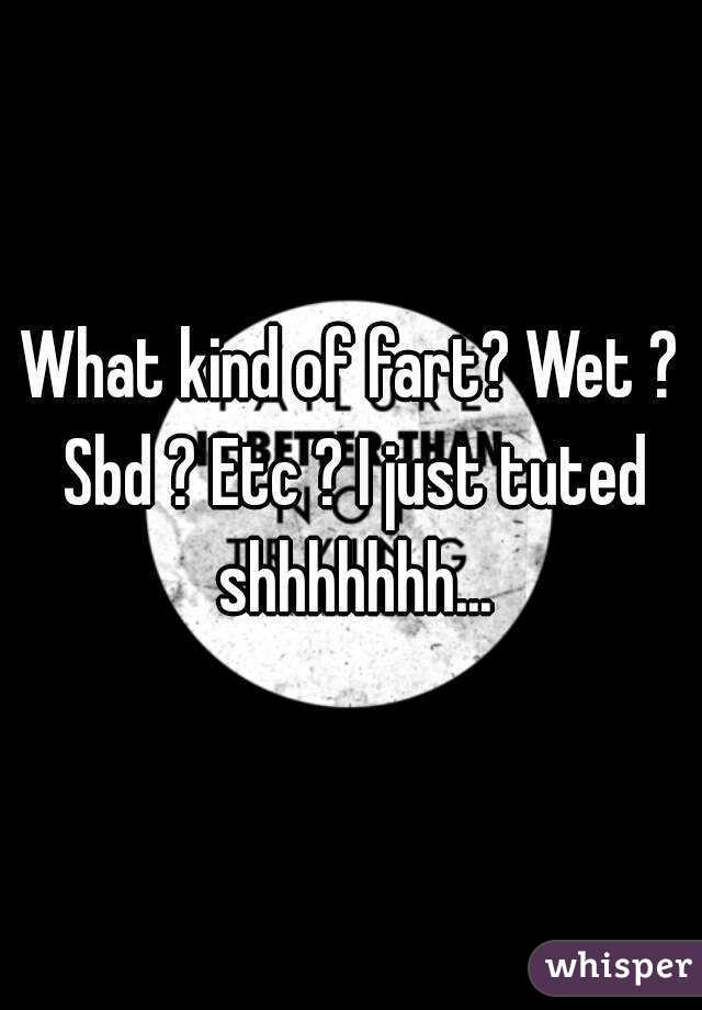 What kind of fart? Wet ? Sbd ? Etc ? I just tuted shhhhhhh...