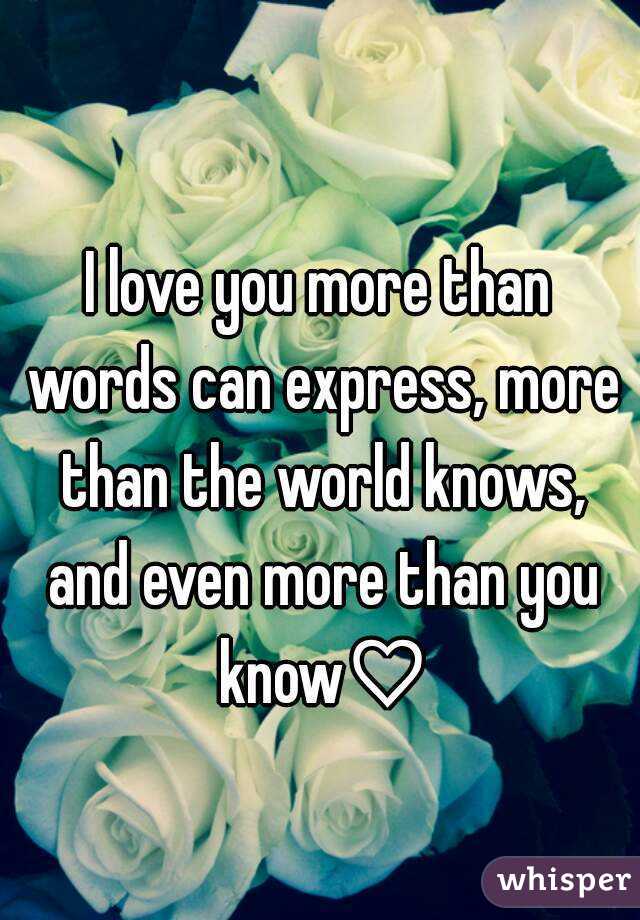 I love you more than words can express, more than the world knows, and even more than you know♡