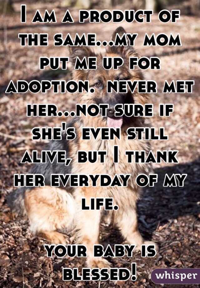 I am a product of the same...my mom put me up for adoption.  never met her...not sure if she's even still alive, but I thank her everyday of my life.

your baby is blessed!