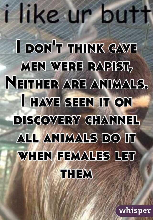 I don't think cave men were rapist, Neither are animals. I have seen it on discovery channel all animals do it when females let them 