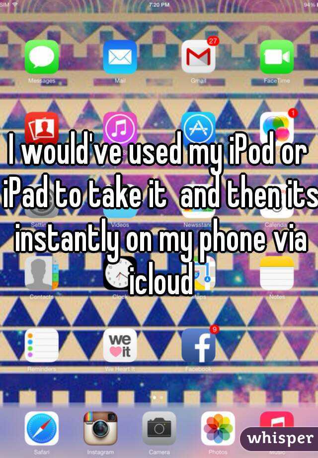 I would've used my iPod or iPad to take it  and then its instantly on my phone via icloud