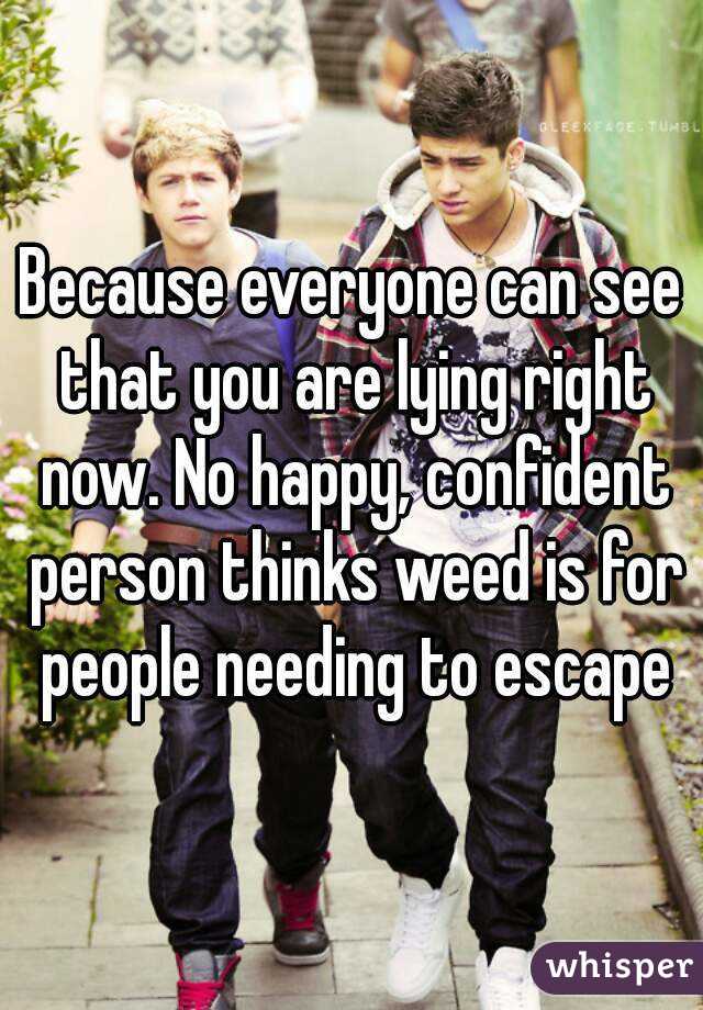 Because everyone can see that you are lying right now. No happy, confident person thinks weed is for people needing to escape