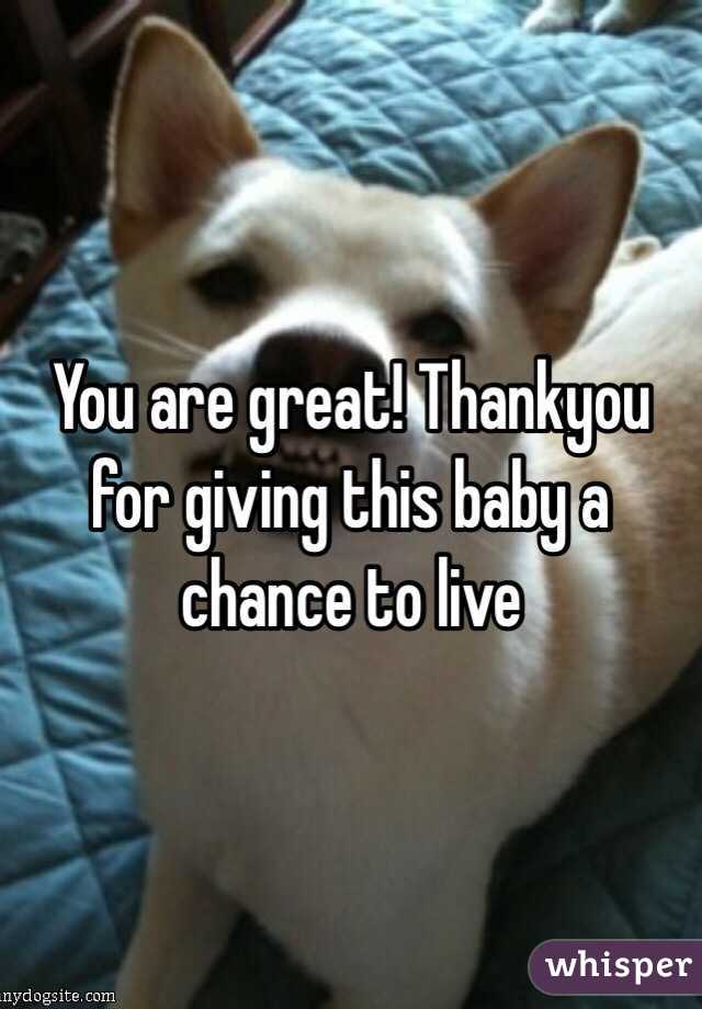 You are great! Thankyou for giving this baby a chance to live 