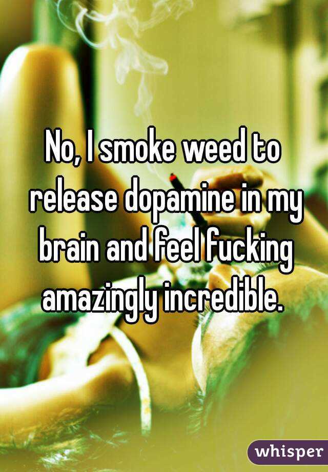 No, I smoke weed to release dopamine in my brain and feel fucking amazingly incredible. 