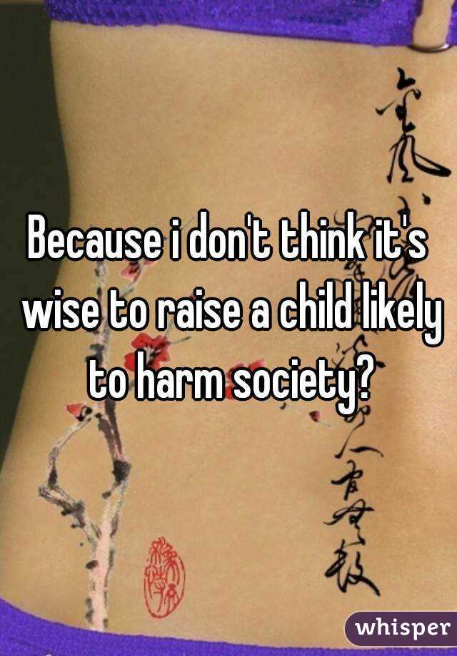 Because i don't think it's wise to raise a child likely to harm society?